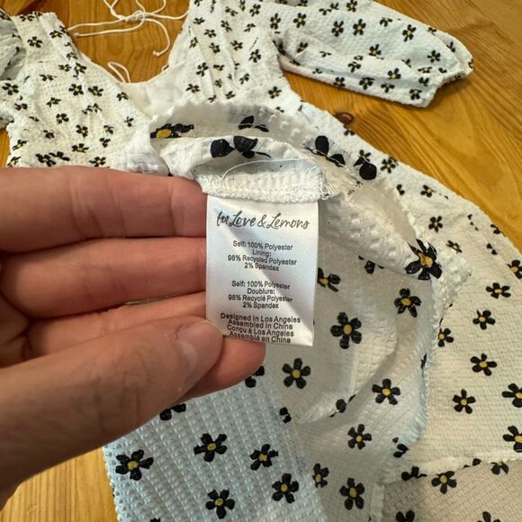 For Love & Lemons Connie Mini Dress in Ivory Daisy Seersucker Women’s SIZE SM - Picture 10 of 12